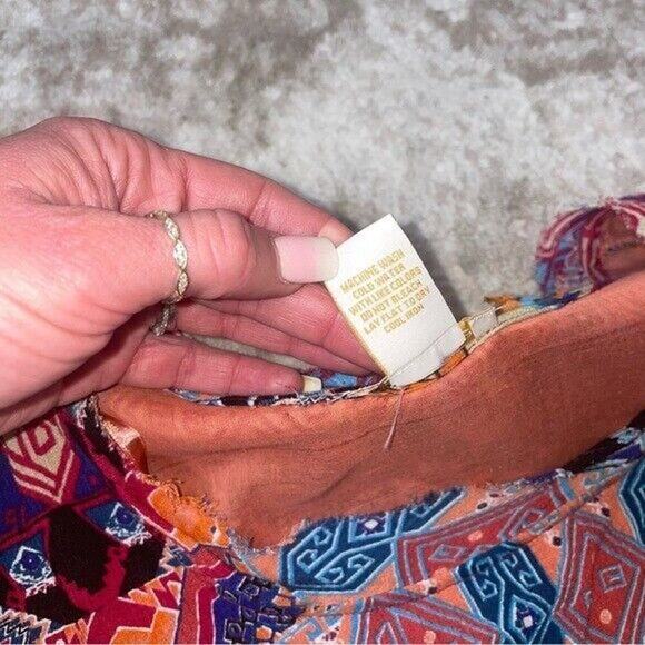 KLOZLYNE Multi Color Red Black Blue Orange BoHo Gypsy Style Dress Size M - Picture 8 of 11